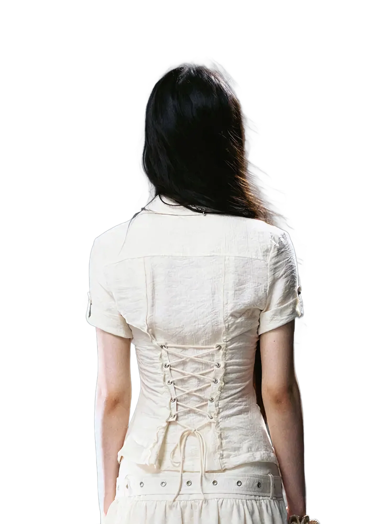 Studded Lace-Front Zip Shirt - Image 6