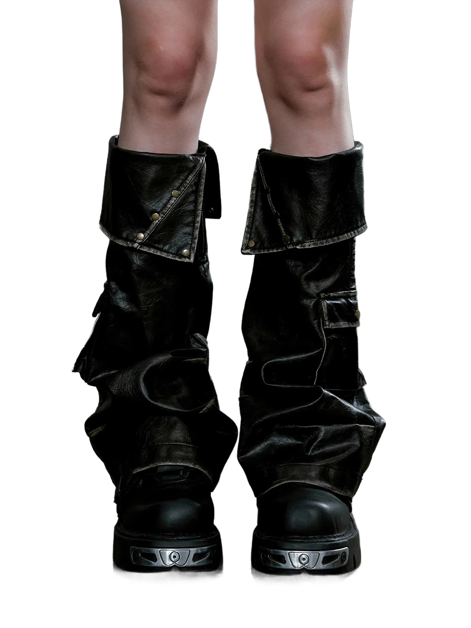 Studded Leg Warmers in Dark Leather or Camo - Image 2