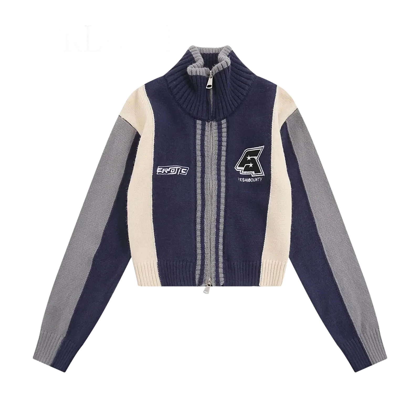 Team Knit Cropped Zip Up Cardigan - Image 3