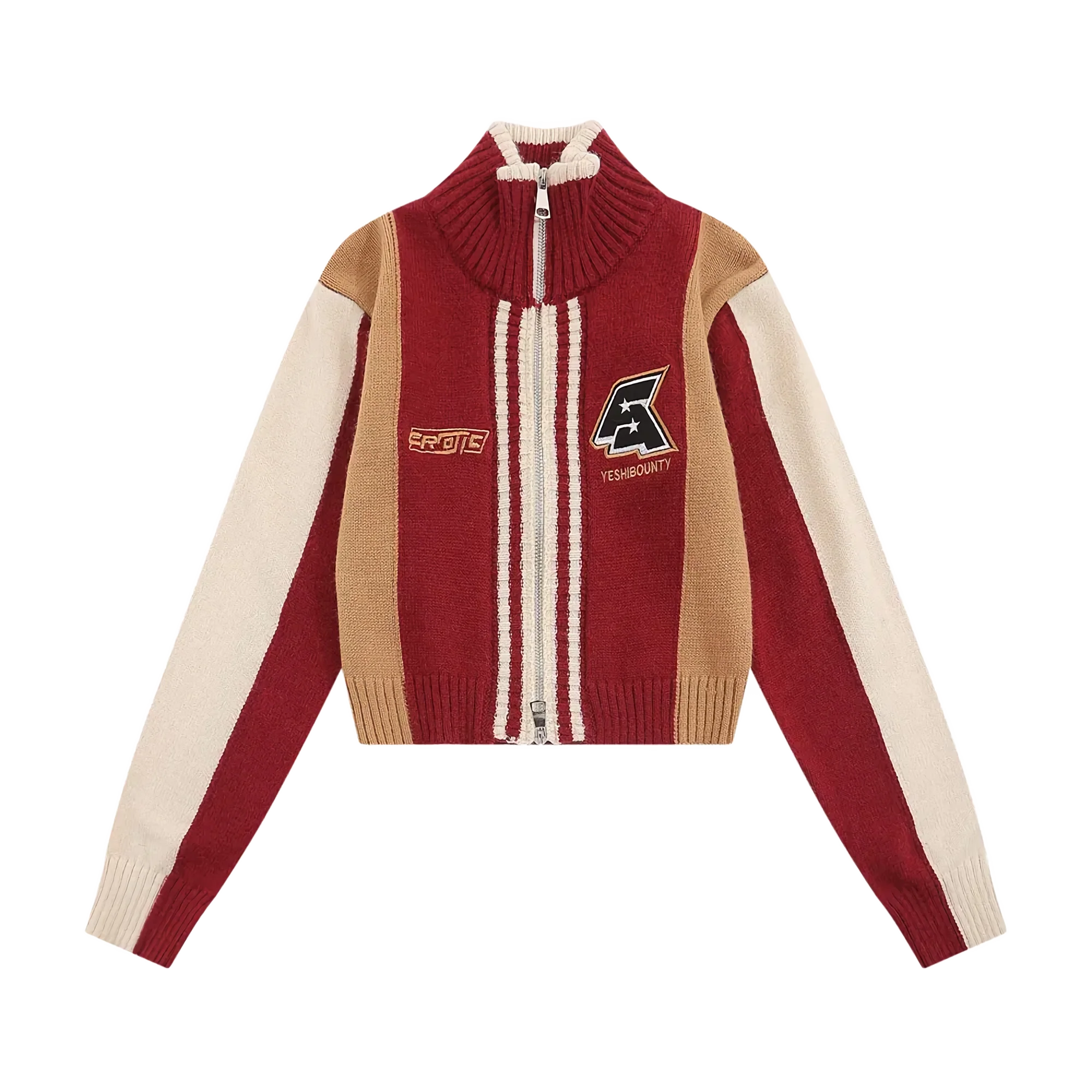Team Knit Cropped Zip Up Cardigan - Image 5