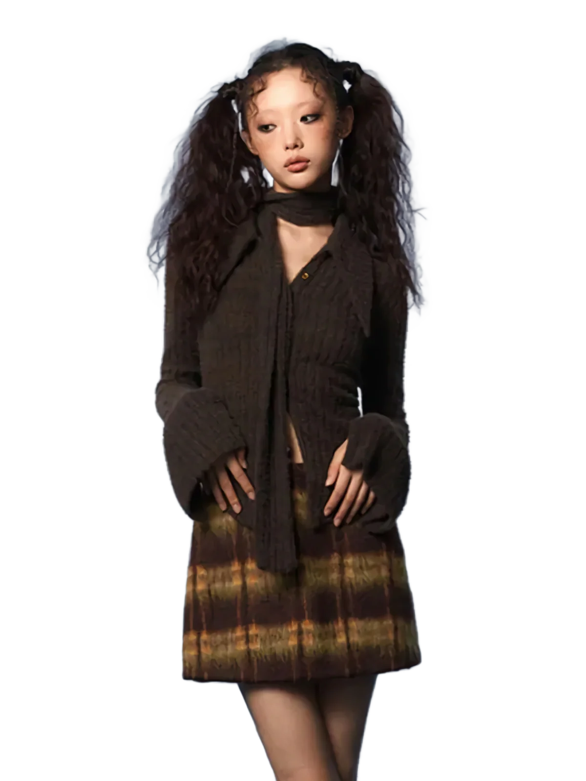 'Terra' Knit Cardigan with Scarf - Image 4