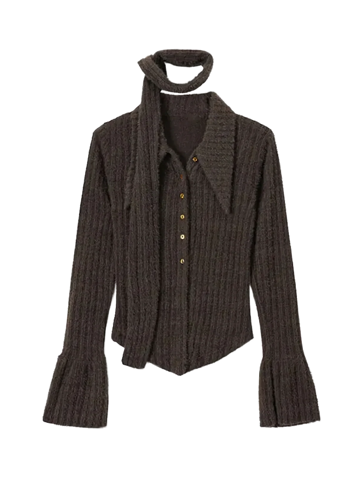 'Terra' Knit Cardigan with Scarf - Image 5