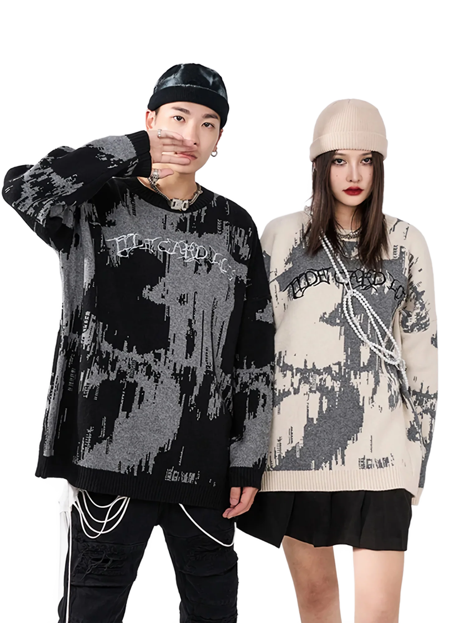'Tide' Dark Abstract Knit Sweater