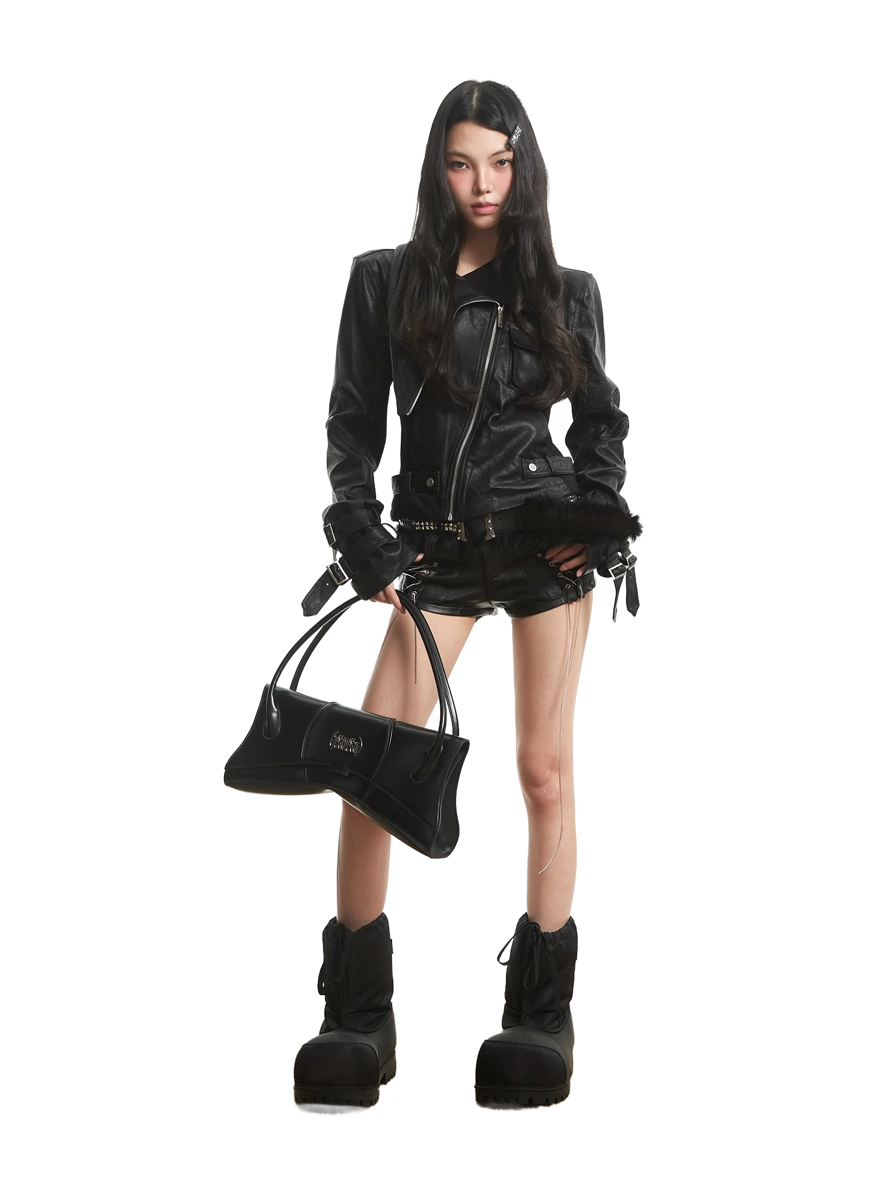 'Vanta' Low-Rise Lace-Up Faux Leather Shorts - Image 12