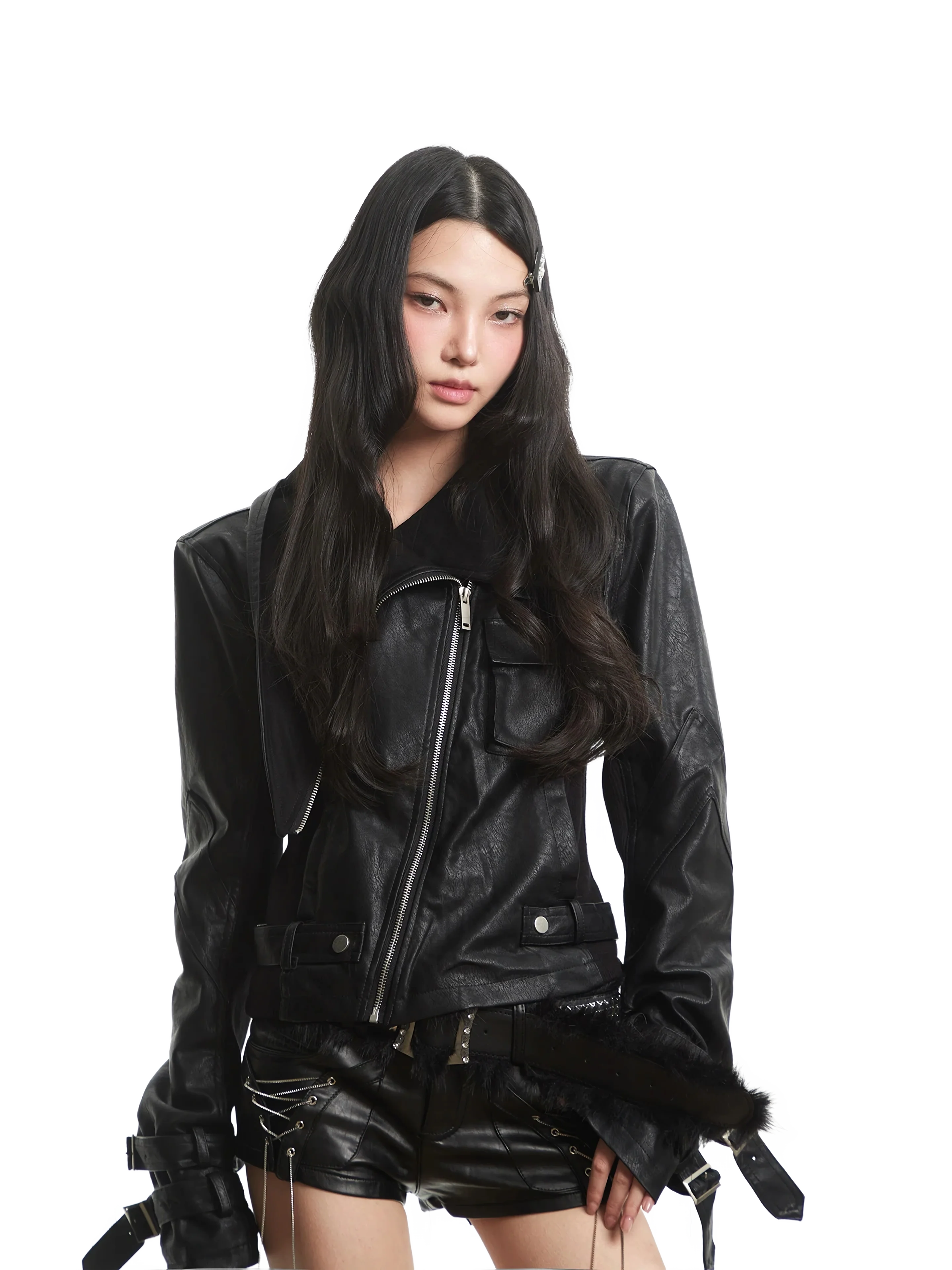 'Vanta' Low-Rise Lace-Up Faux Leather Shorts - Image 14