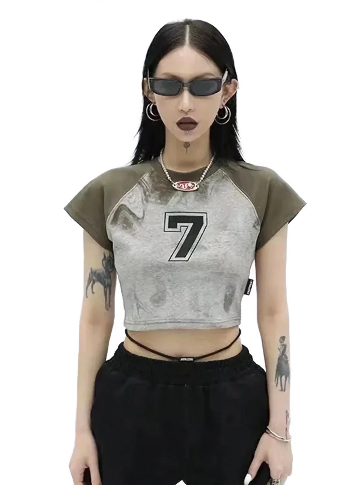 'Varsity' Cropped Cotton T-Shirt