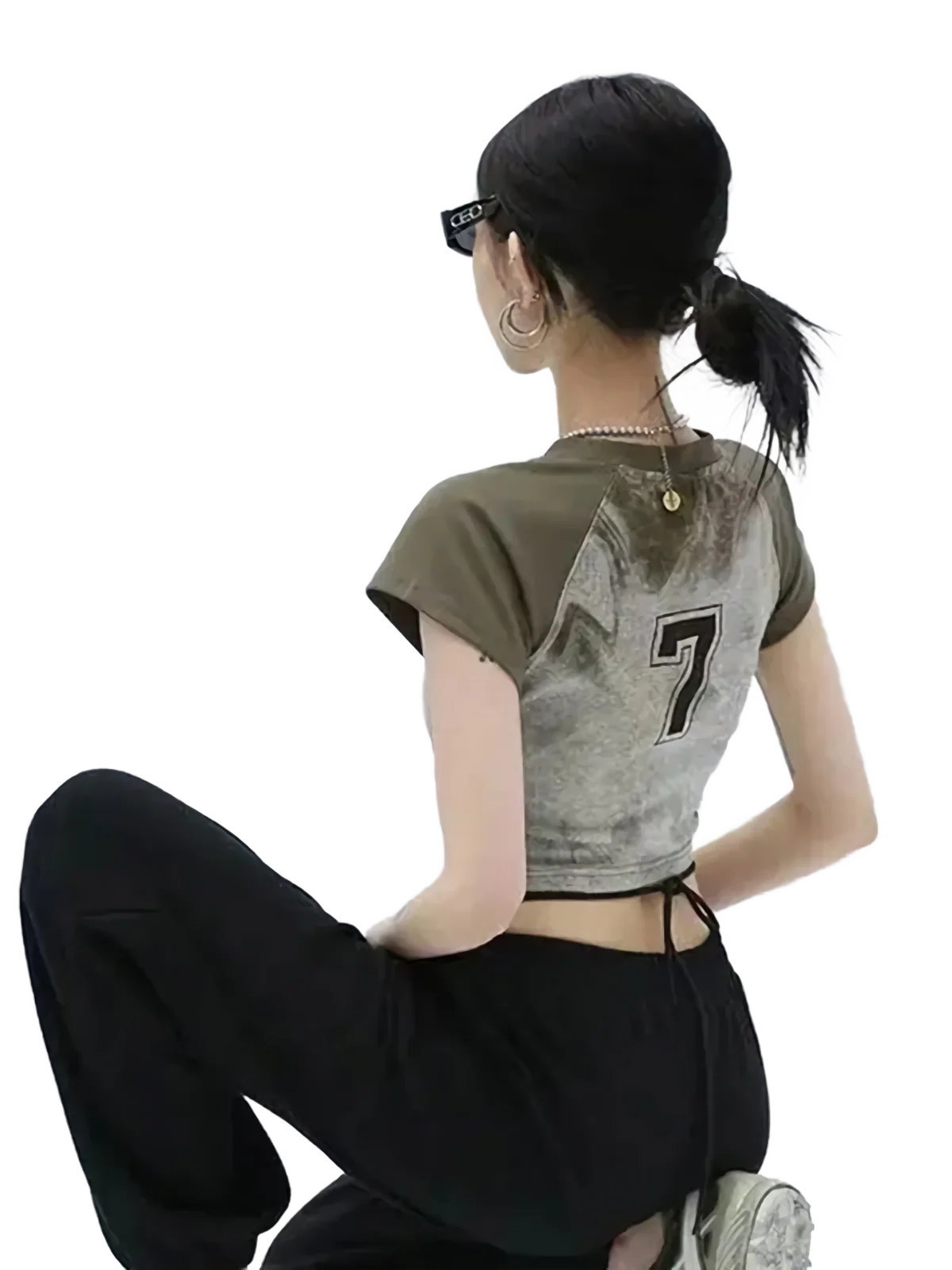 'Varsity' Cropped Cotton T-Shirt - Image 4