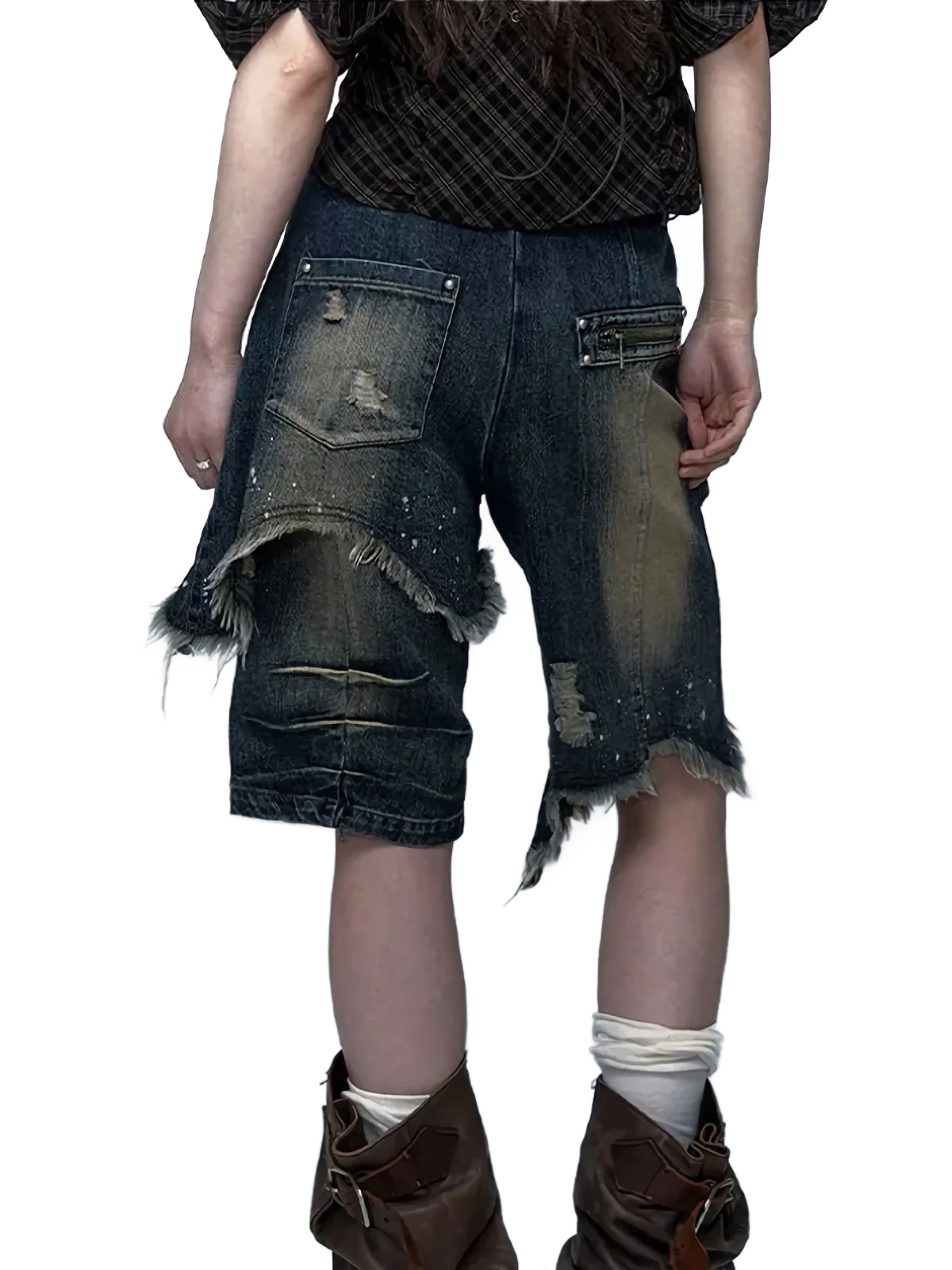 'Vassal' Distressed Denim Shorts - Image 3