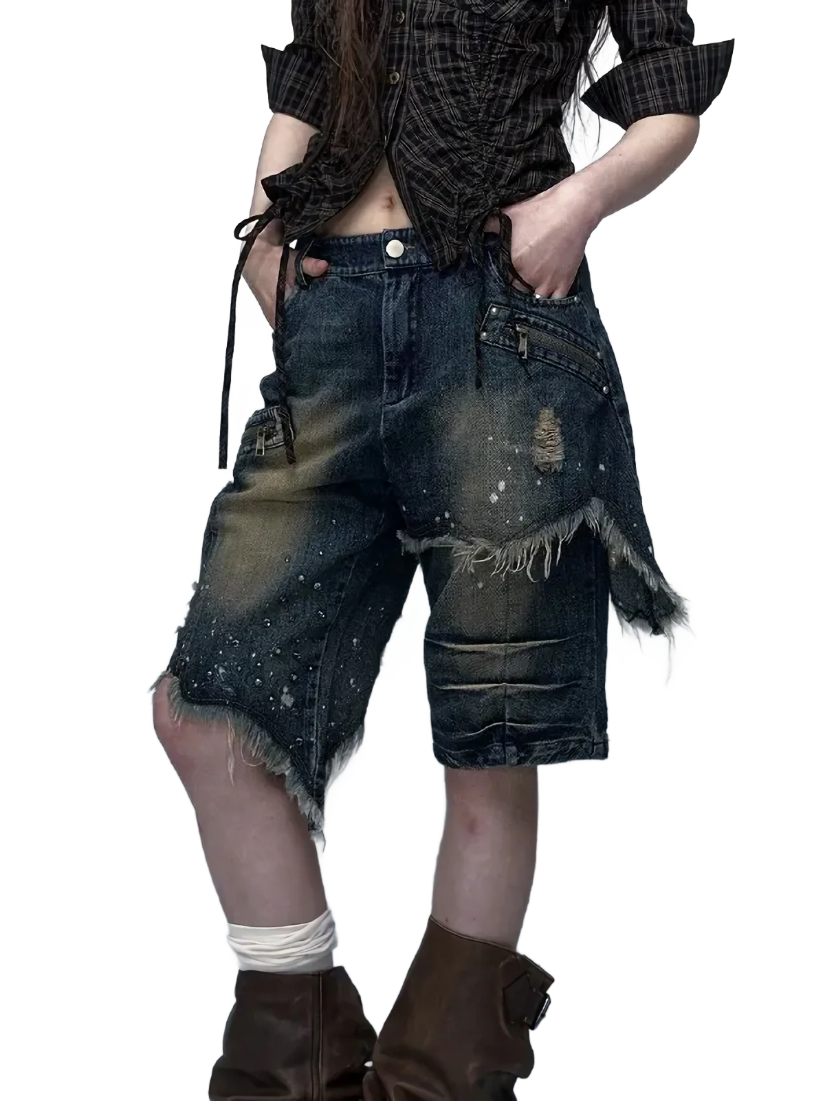 'Vassal' Distressed Denim Shorts - Image 4