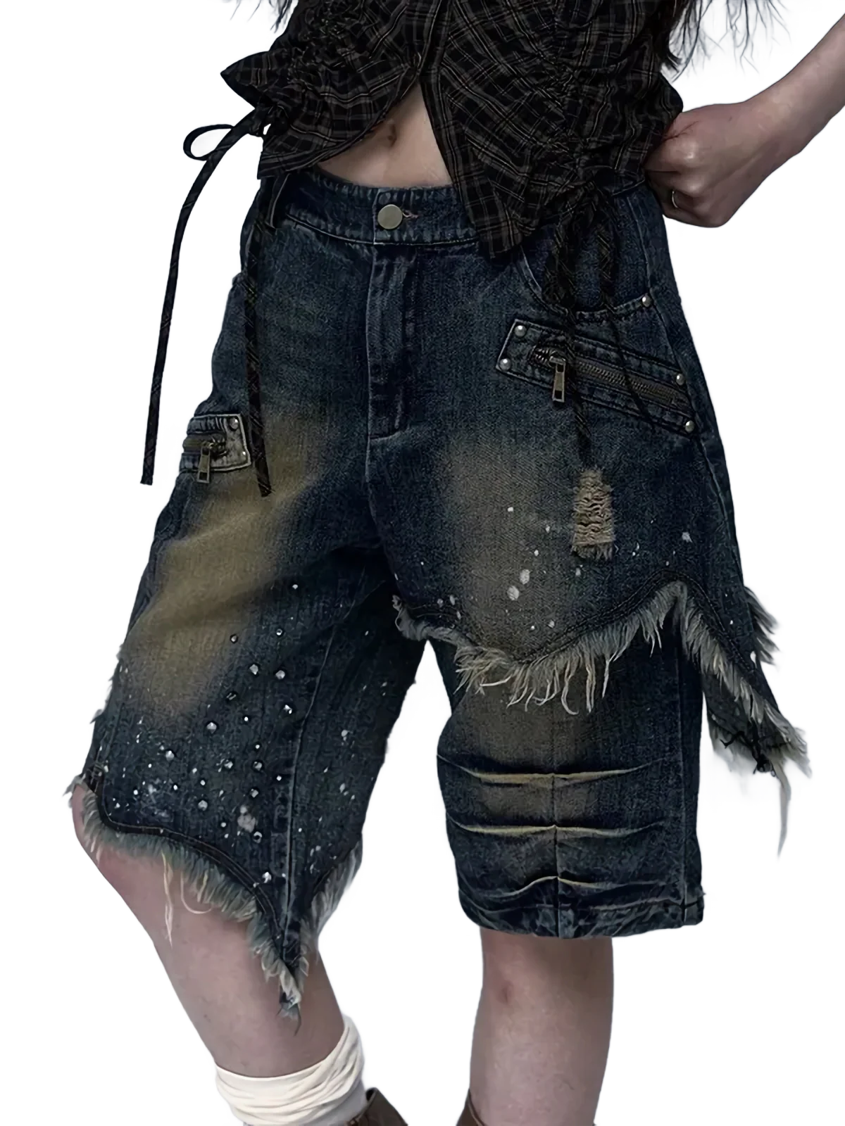 'Vassal' Distressed Denim Shorts - Image 5