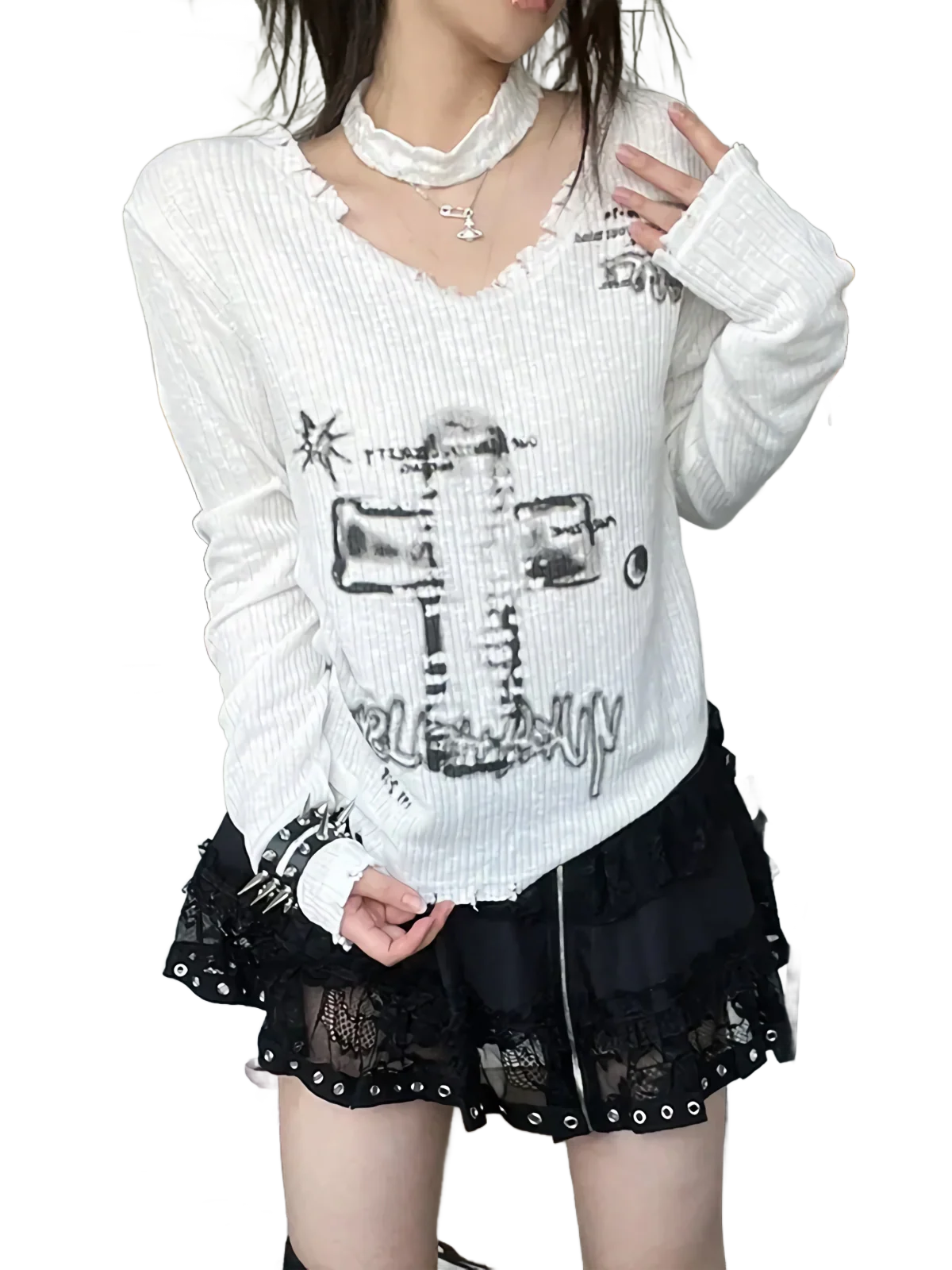 'Virtue' Shadow Print Knit Sweater