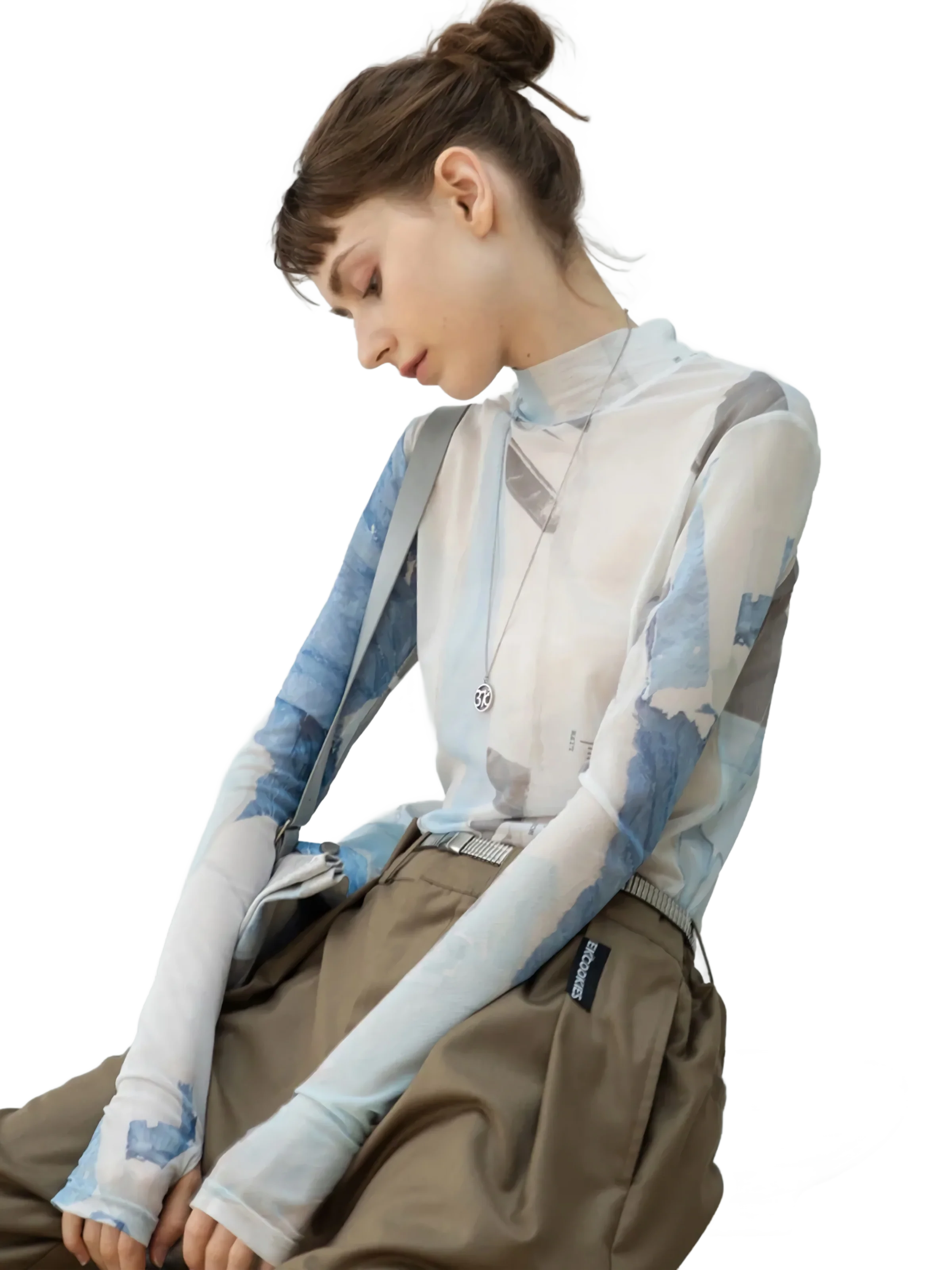 'Vision' Long Sleeve Turtleneck Mesh Tee - Image 2