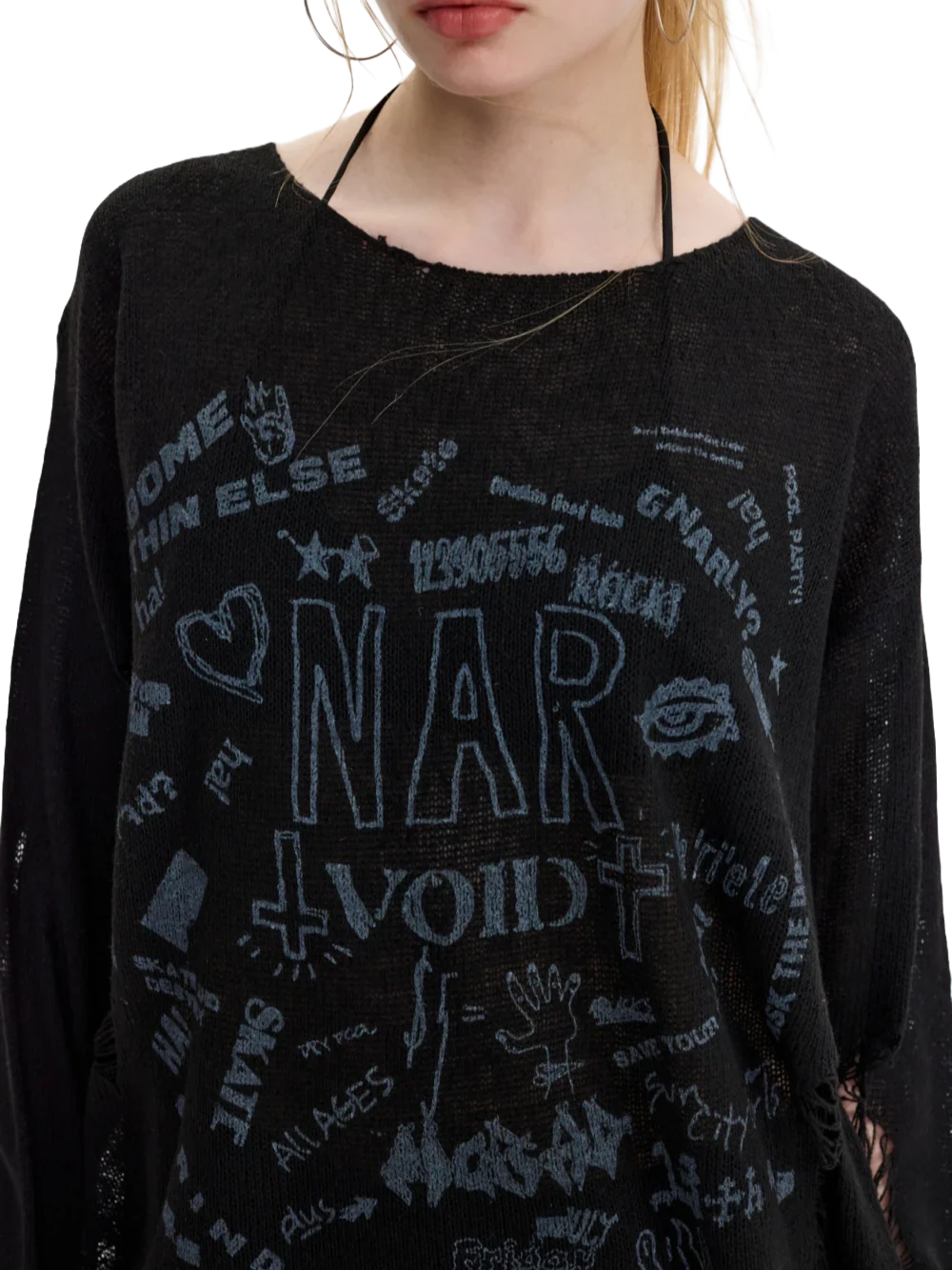 'Void' Distressed Knit Sweater - Image 2