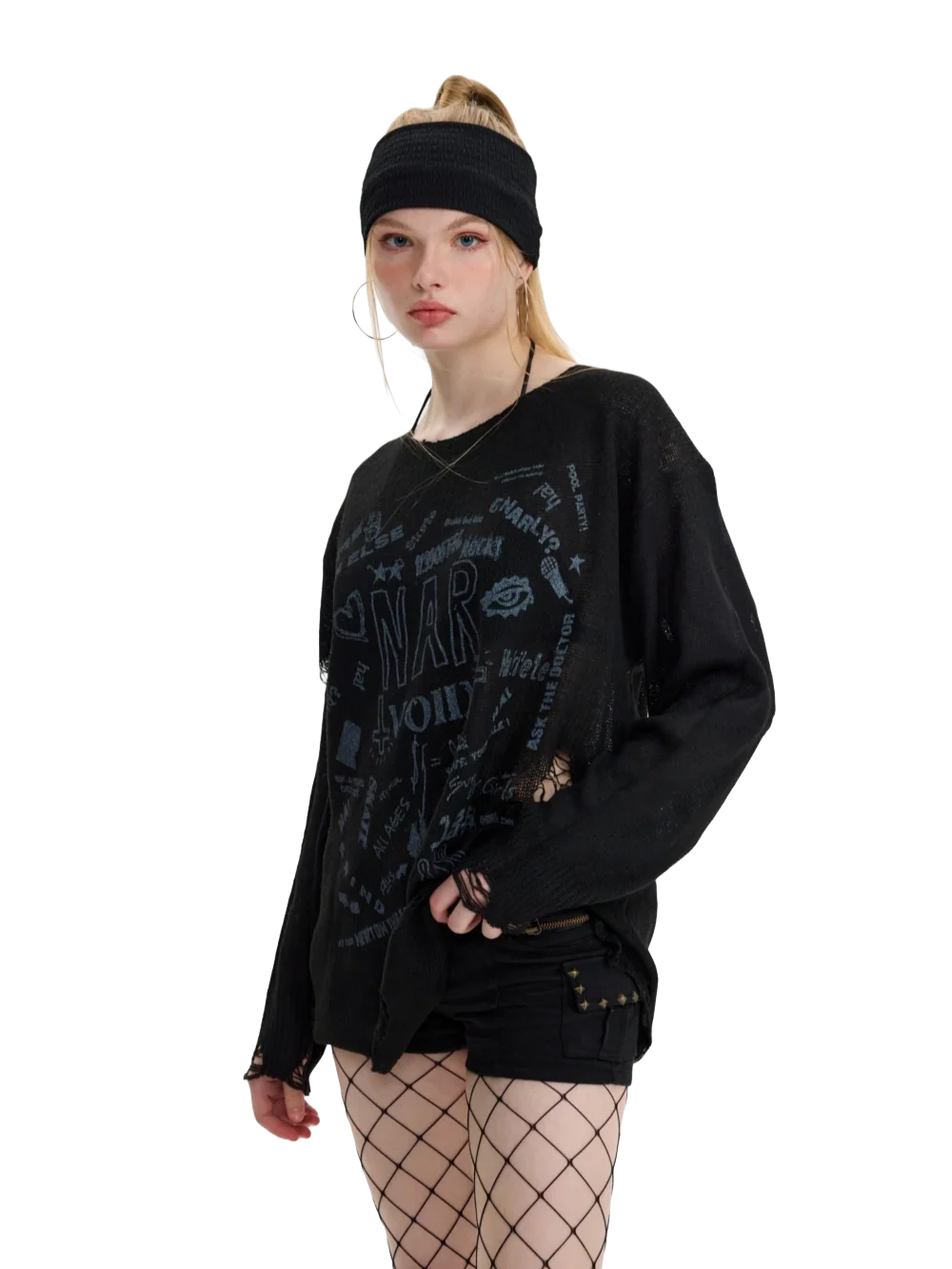 'Void' Distressed Knit Sweater - Image 3