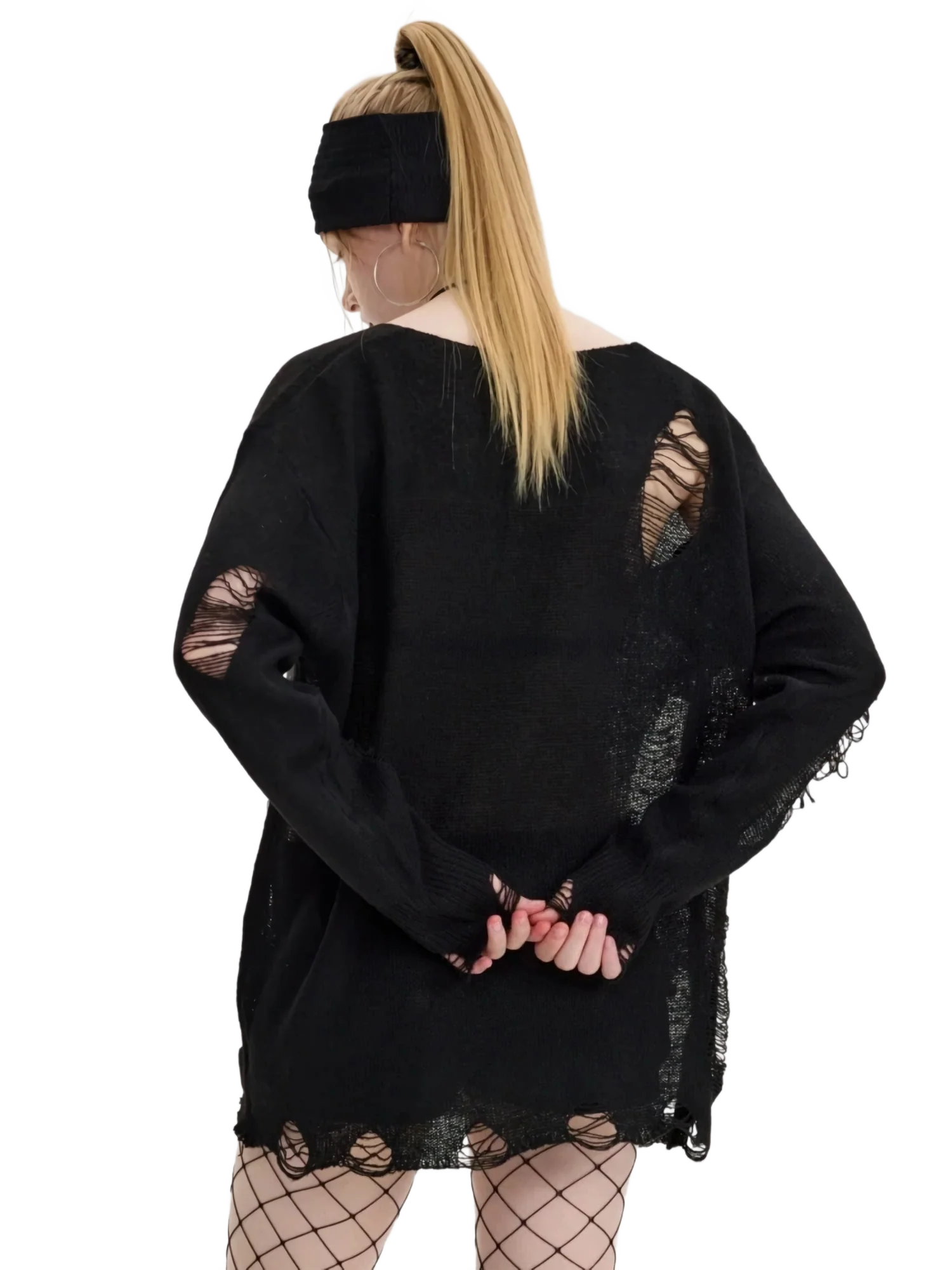 'Void' Distressed Knit Sweater - Image 4