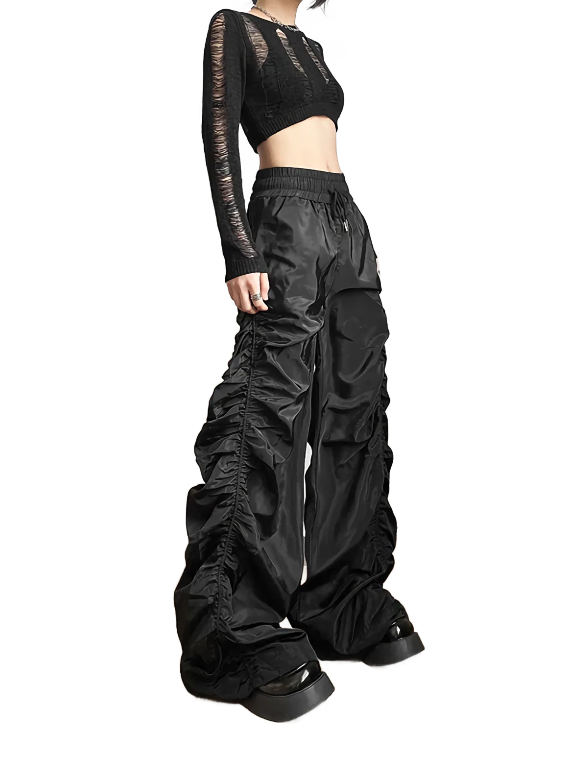 'Vortex' Shirred Nylon Parachute Pants - Image 2