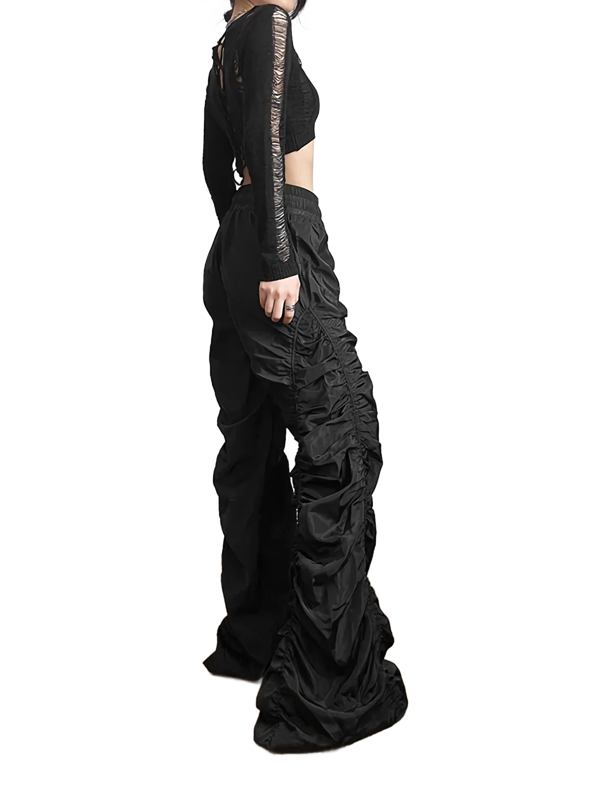 'Vortex' Shirred Nylon Parachute Pants - Image 3
