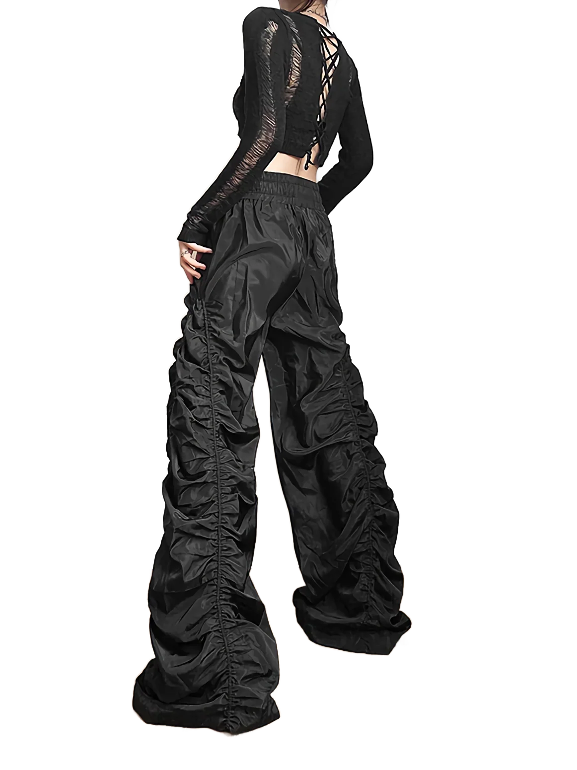 'Vortex' Shirred Nylon Parachute Pants - Image 4