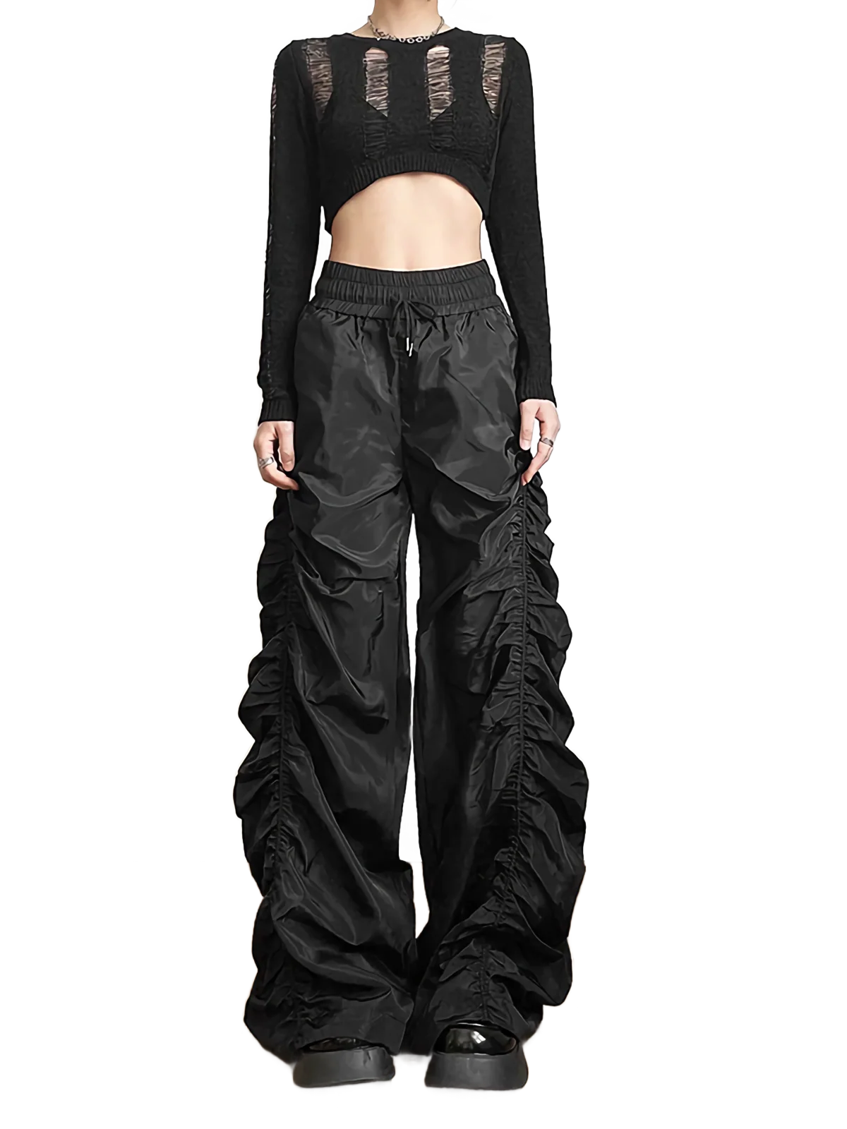 'Vortex' Shirred Nylon Parachute Pants - Image 5