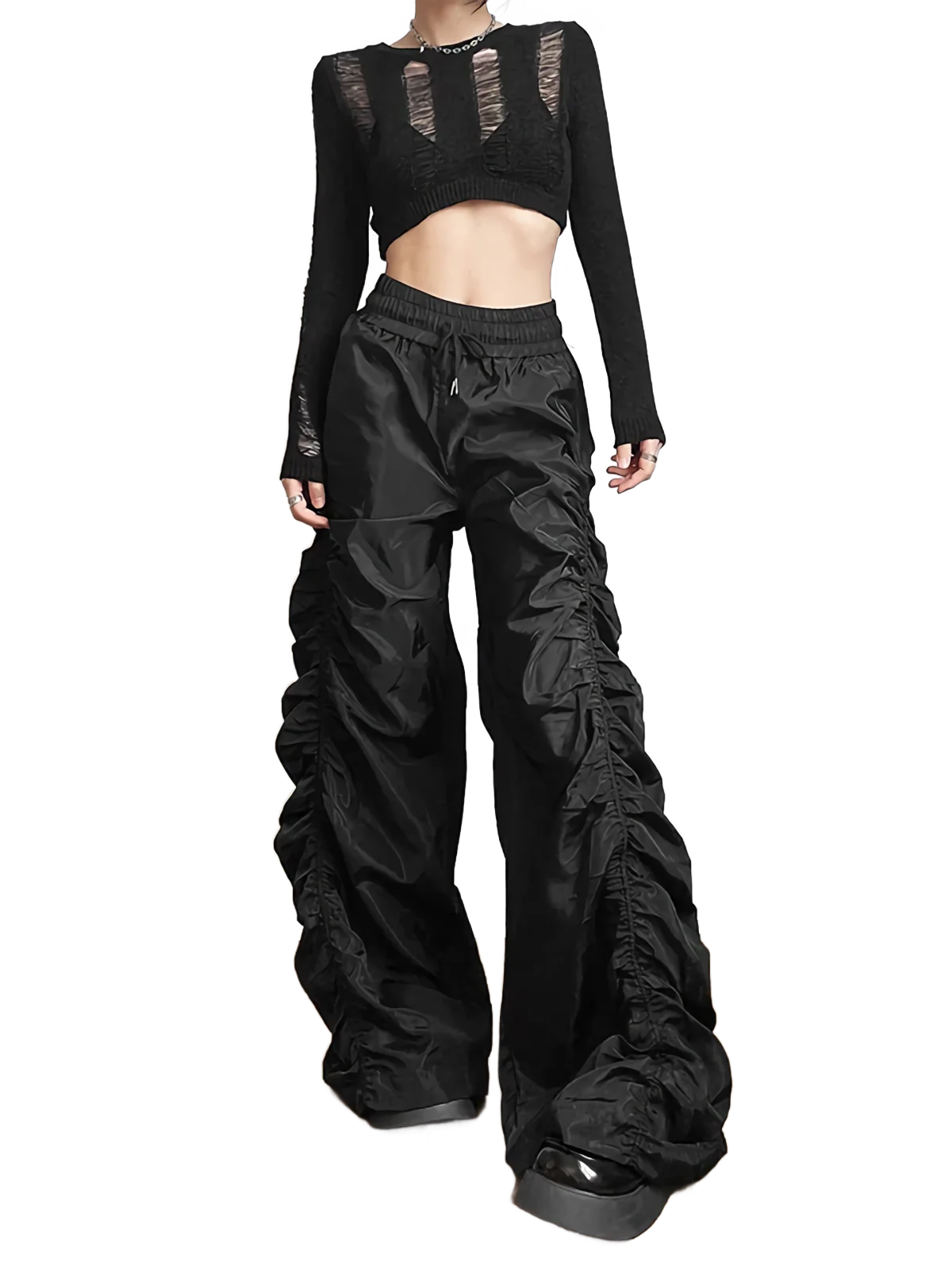 'Vortex' Shirred Nylon Parachute Pants - Image 7