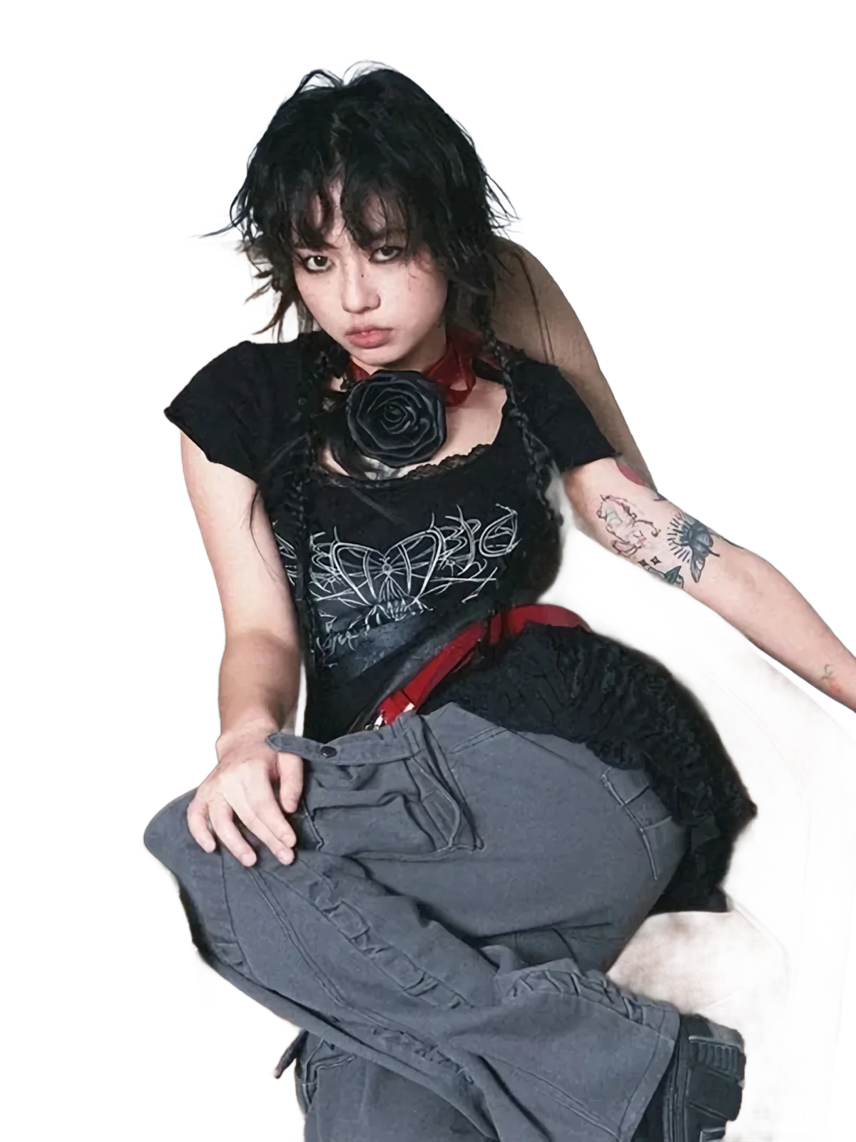 Web Lace Cropped Short Sleeve Tee - Image 5