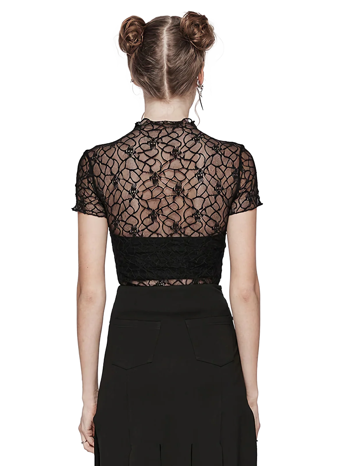 Web Lace High-Neck Crop Top - Image 3