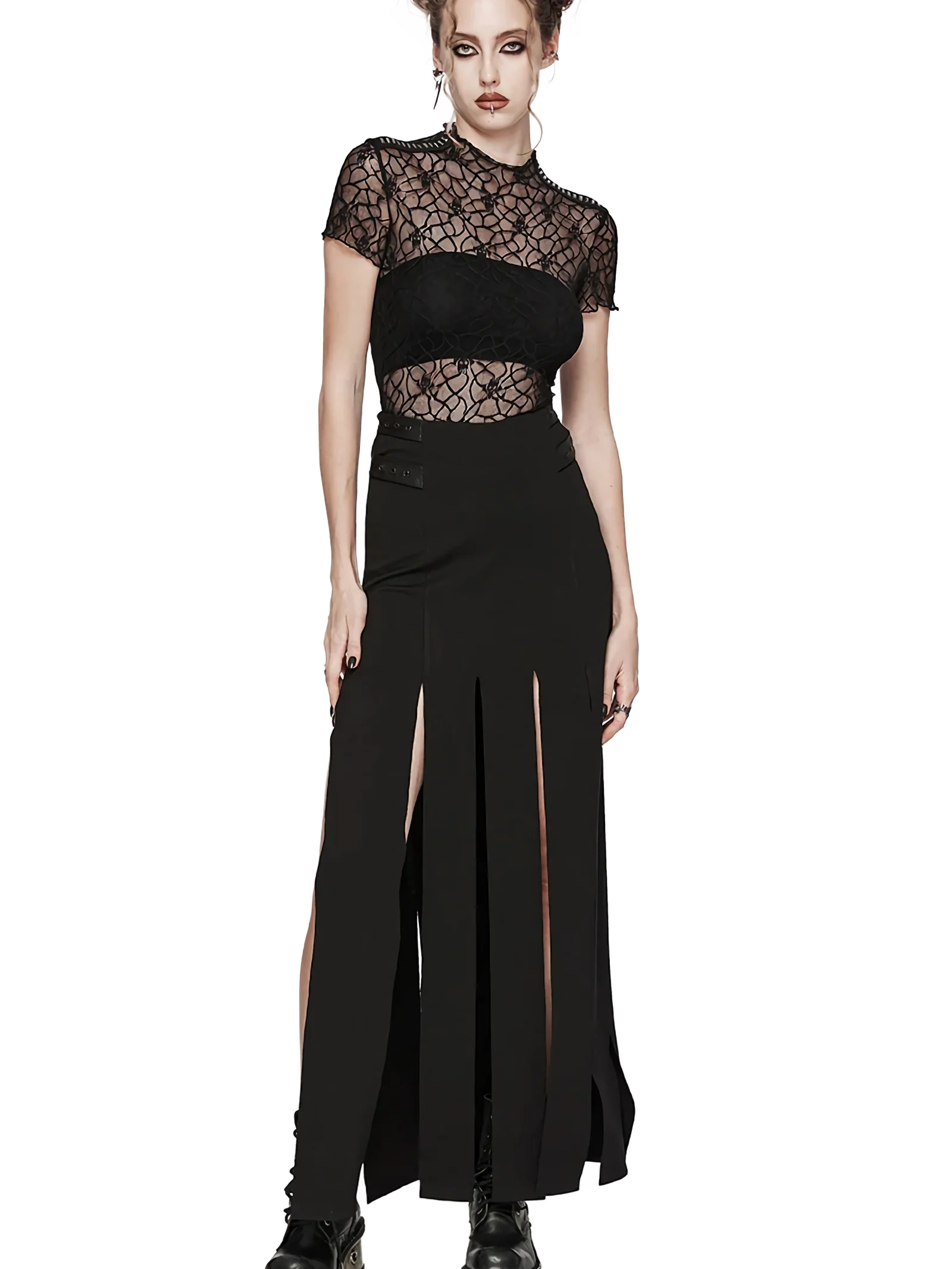 Web Lace High-Neck Crop Top - Image 4