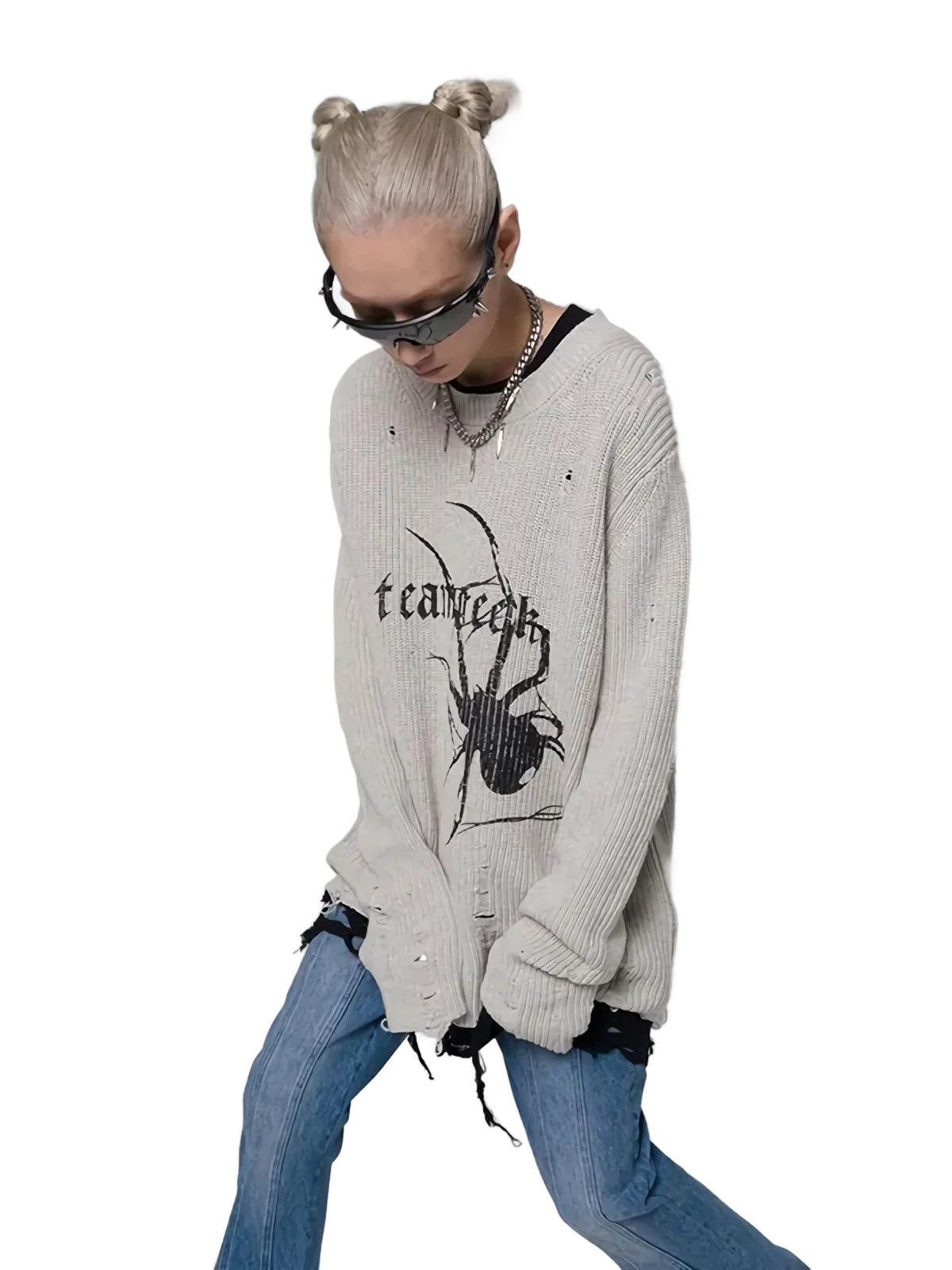 'Widow' Distressed Knit Sweater - Image 3