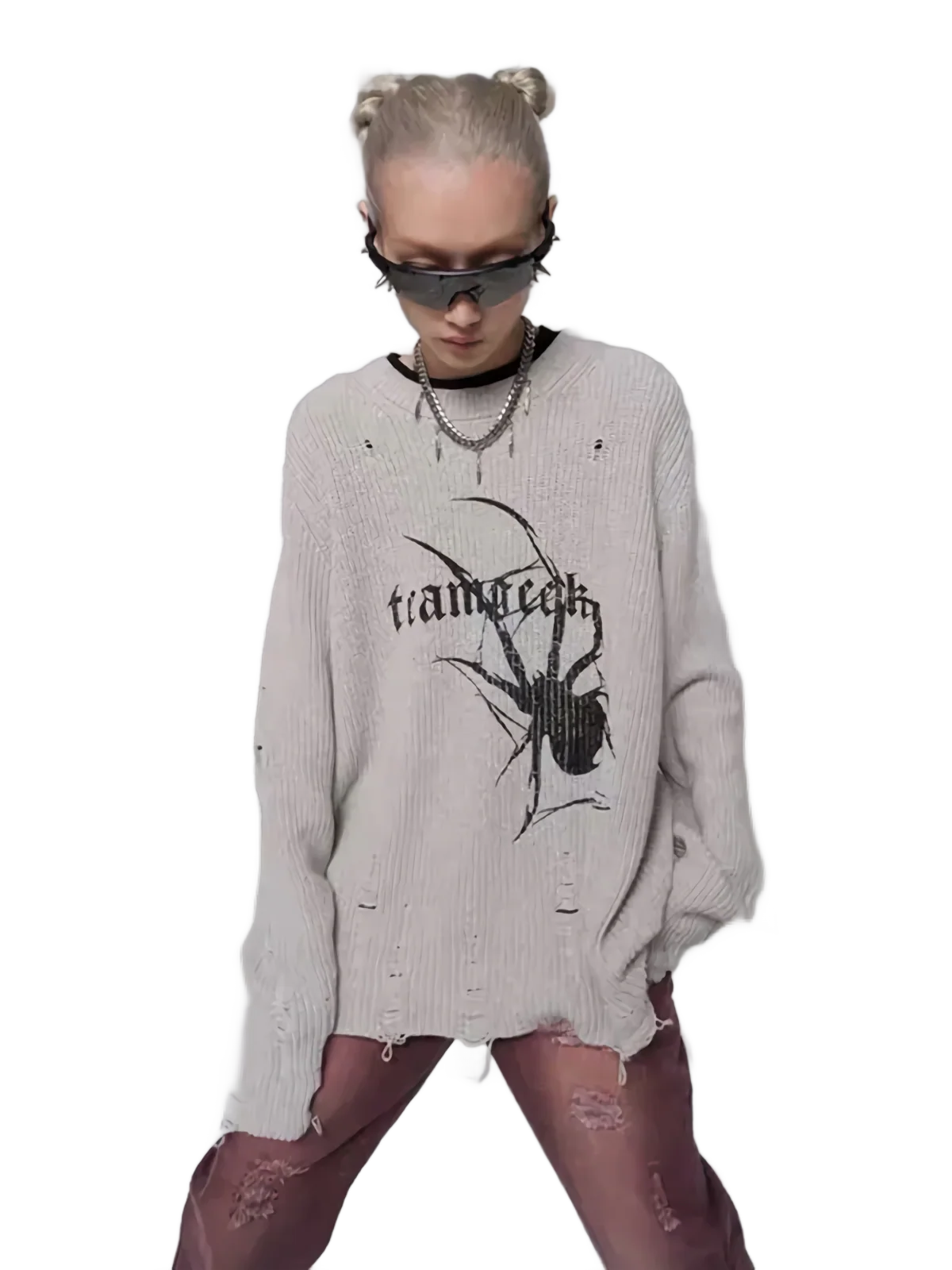 'Widow' Distressed Knit Sweater - Image 5