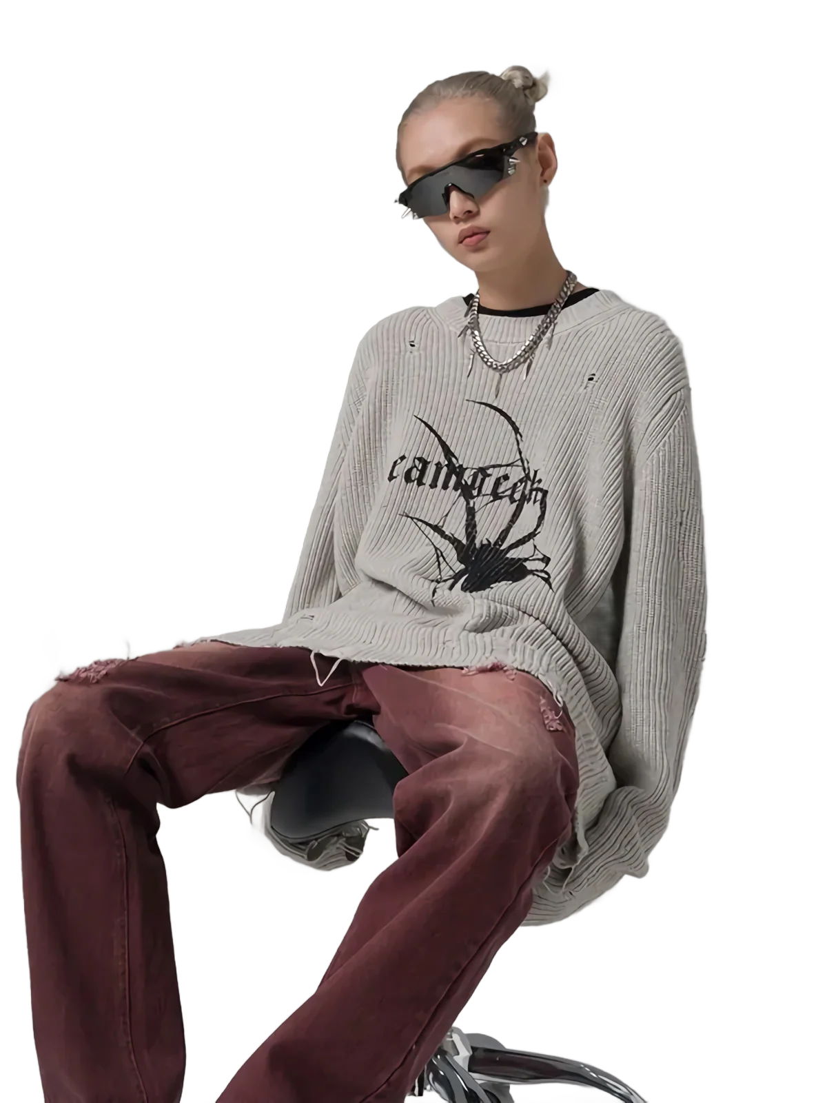 'Widow' Distressed Knit Sweater - Image 6